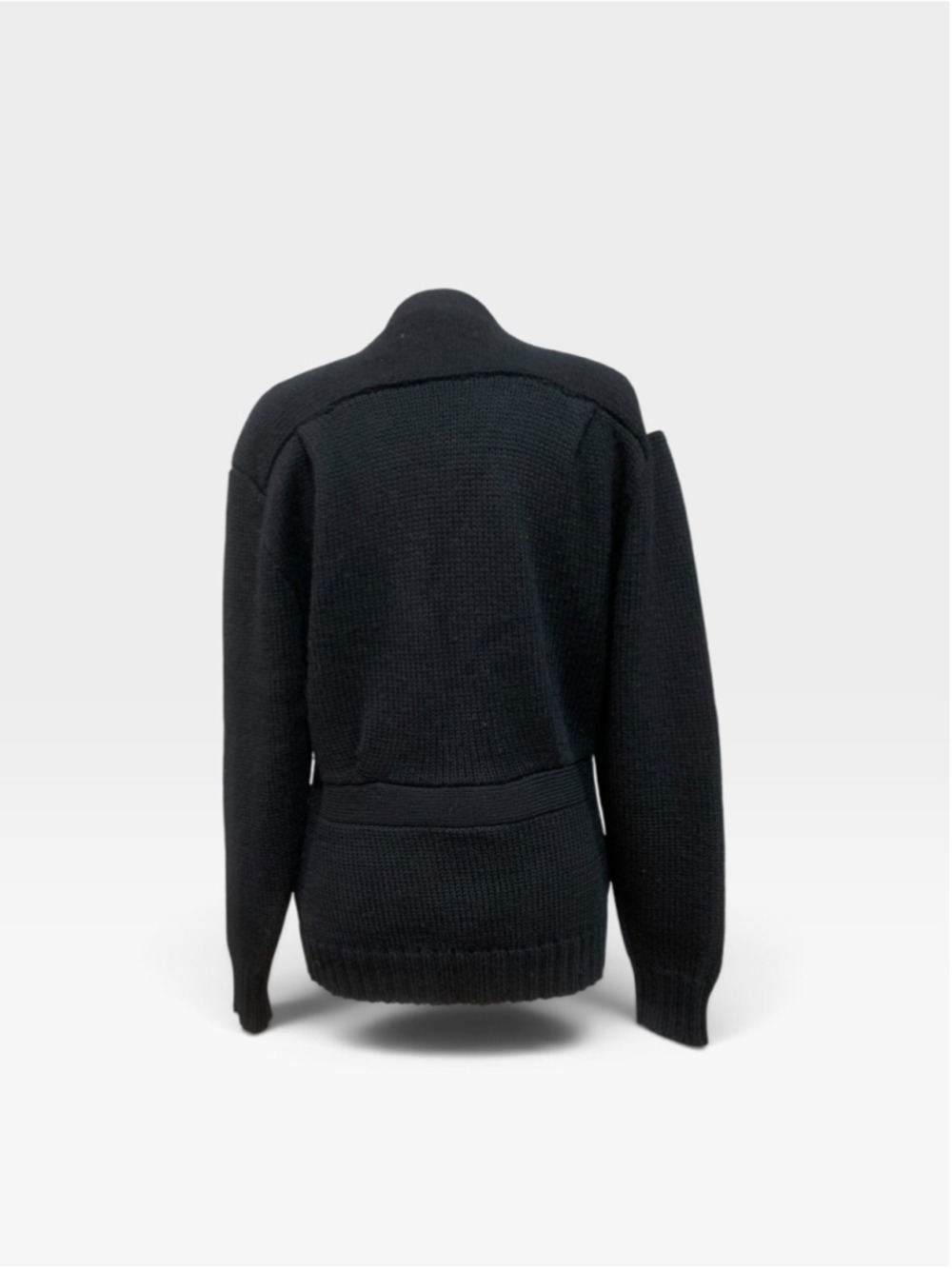 Vntg 90’s Women’s Ralph Lauren Wool Cardigan Sweater Size L Black Brown Patch - Picture 4 of 6